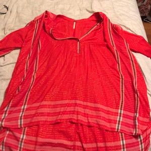 Oversized, red Free People shirt